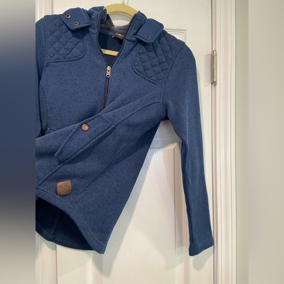 Eddie Bauer Size M Sweater Fleece Full Zip Hooded Quilted Mock Neck Jacket - Picture 8 of 13